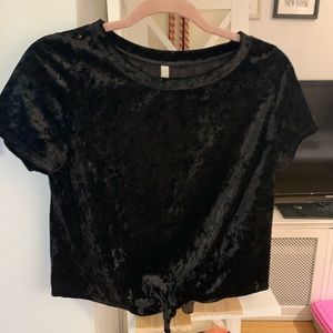 Black crushed velvet tee